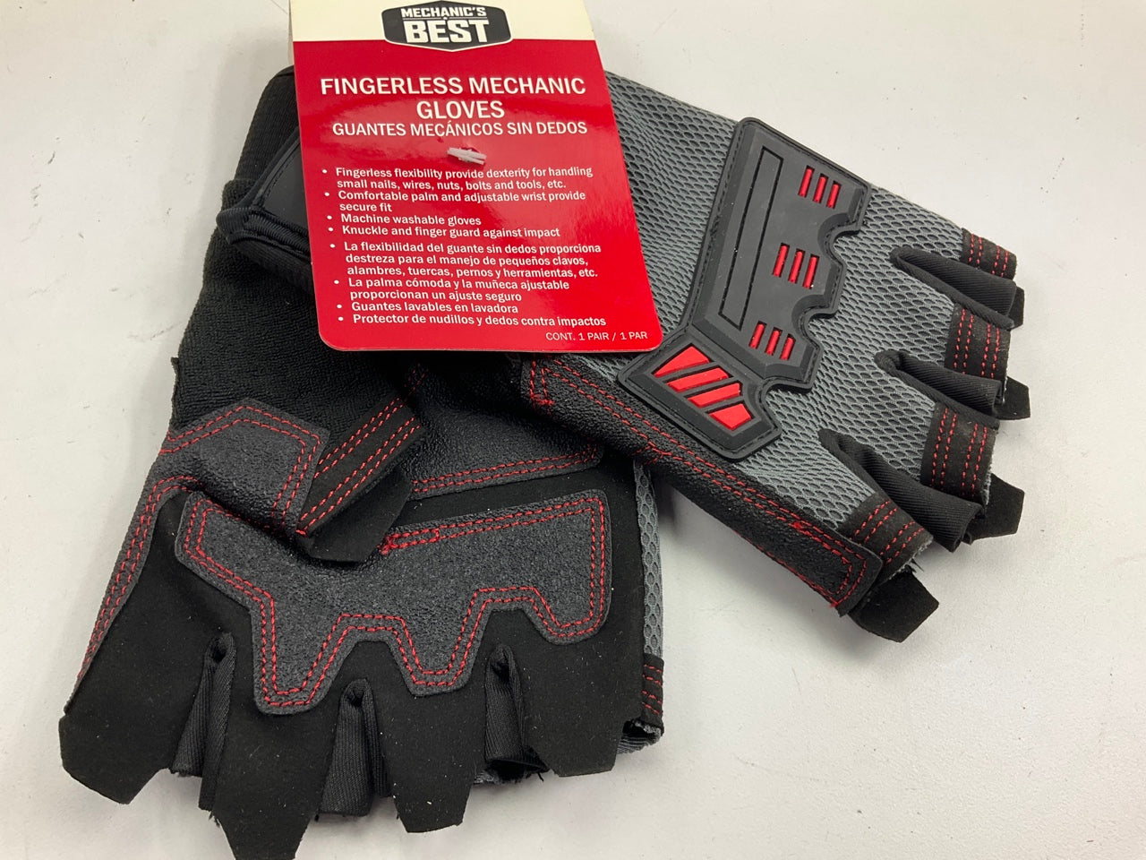 Mechanics Best TPB1016C Fingerless Mechanics Work Gloves - L Large Size