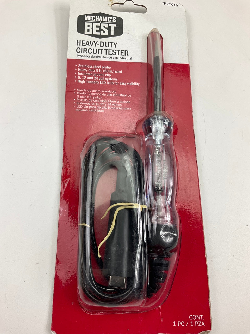 Mechanics Best TR25019 Heavy Duty Circuit Tester, 6, 12, And 24 Volt