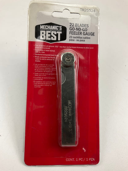 Mechanics Best TR25024 22 Blade Go-No-Go Feeler Gauge