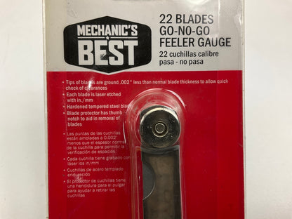 Mechanics Best TR25024 22 Blade Go-No-Go Feeler Gauge