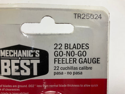 Mechanics Best TR25024 22 Blade Go-No-Go Feeler Gauge