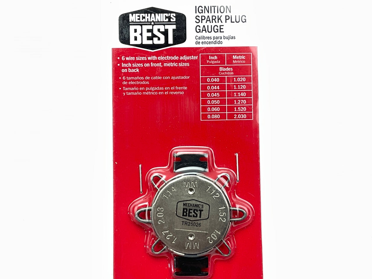 Mechanics Best TR25026 High-energy Ignition Spark Plug Gap Gauge, 6 Wire Sizes
