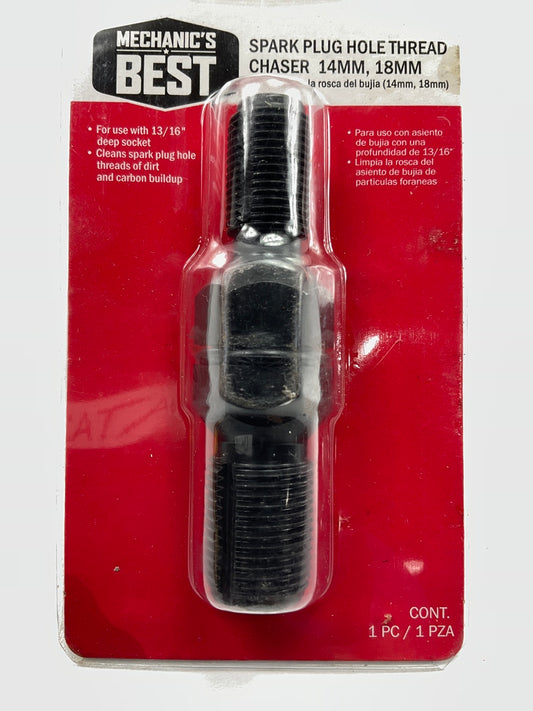 Mechanics Best TR25124 Metric Spark Plug Hole Thread Chaser For 14mm & 18mm