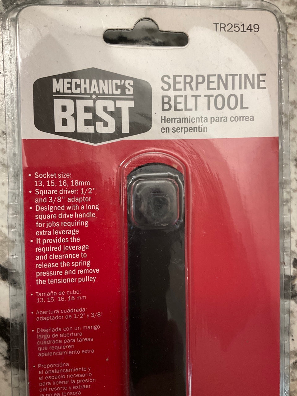 Mechanics Best TR25149 Serpentine Belt Tool - Remove The Tensioner Pulley Easily