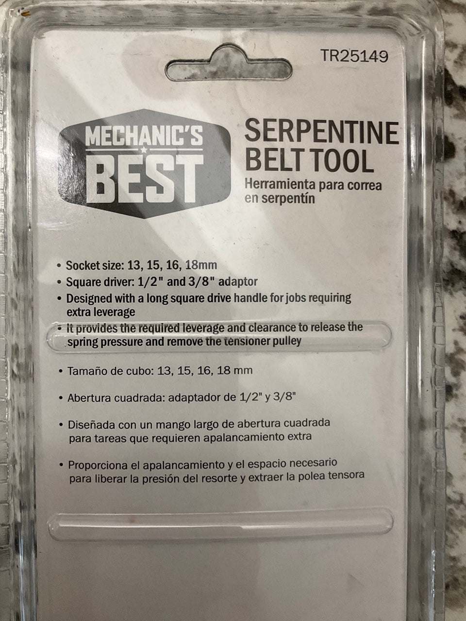 Mechanics Best TR25149 Serpentine Belt Tool - Remove The Tensioner Pulley Easily