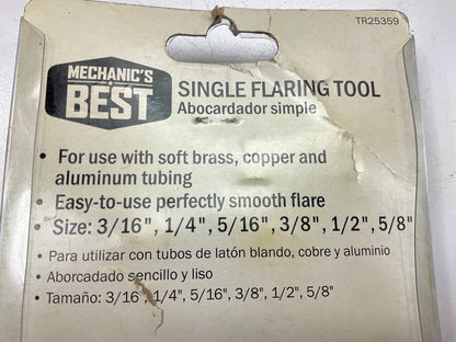 Mechanics Best TR25359 Single Tube Flaring Tool, 3/16, 1/4, 5/16, 3/8, 1/2, 5/8