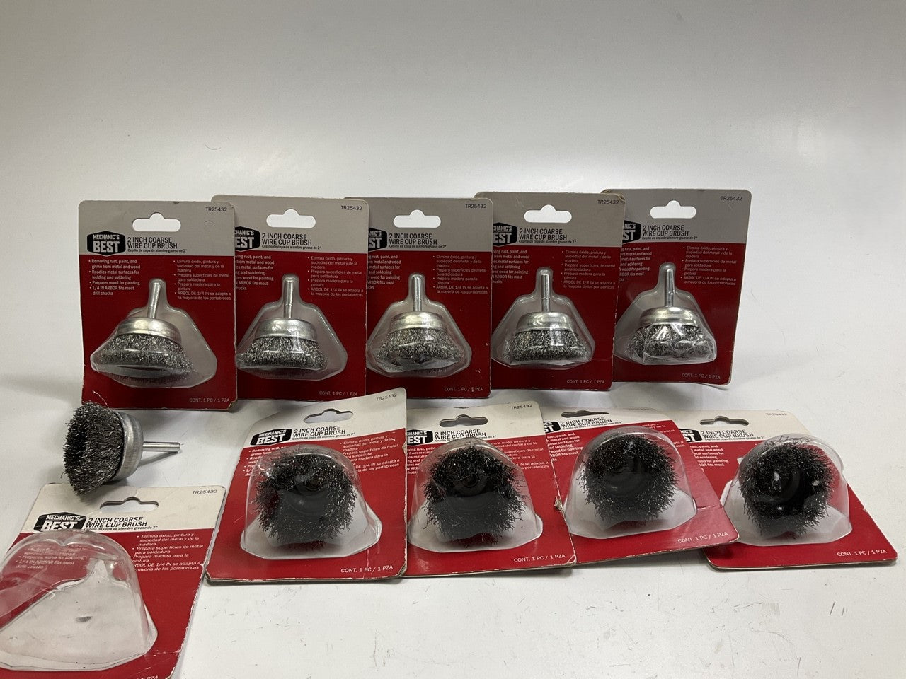 (10) Mechanics Best TR25432 2'' Coarse Wire Cup Brush For Drills
