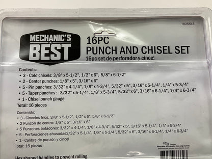 Mechanics Best TR25515 16 Piece Punch And Chisel Set