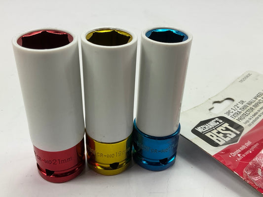 Mechanics Extra-Thin Wall Lug Nut Wheel Protector Impact Sockets: 17mm 18mm 21mm