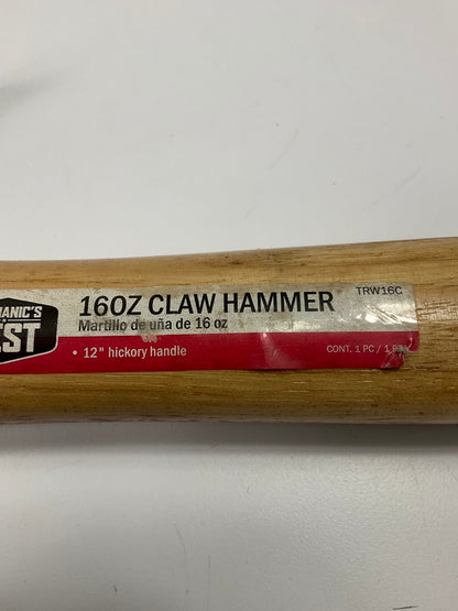 Mechanics Best TRW16C 16 Oz. Claw Hammer W/ 12'' Hickory Handle