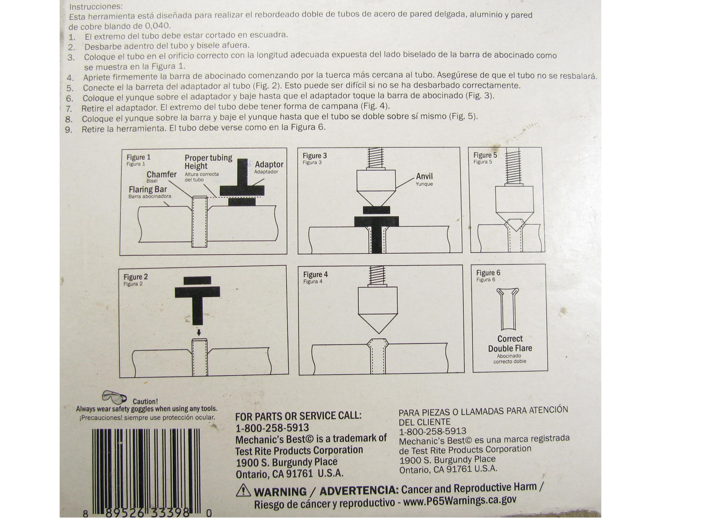 Mechanics TR25358 Double Flaring Tool Set 7 Piece 3/16'', 1/4'', 5/16'', 3/8'' & 1/2