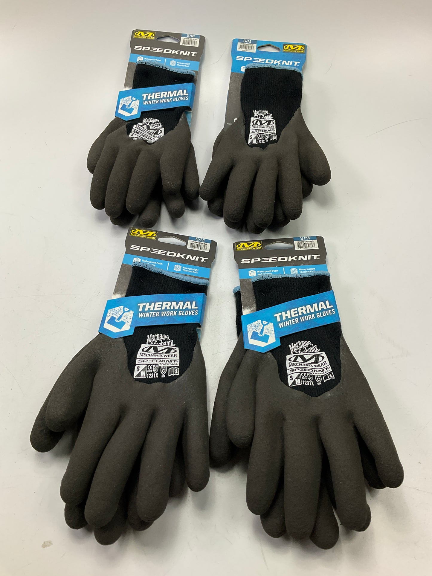 (4) Packs - Mechanix Wear S4BB-05-500 Thermal Knit Winter Work Gloves Size S/M