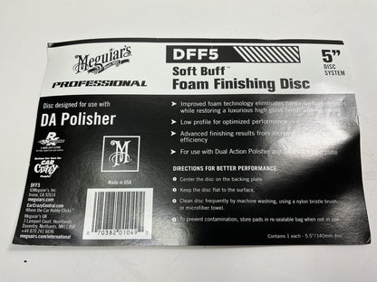 Meguiar’s DFF5 DA Foam 5'' Finishing Foam Disc For Car/Auto Detailing