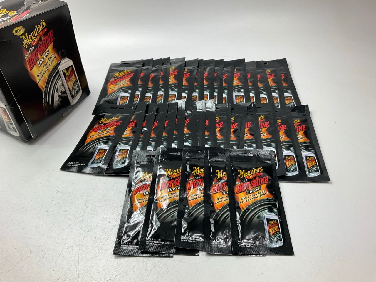 Pack Of 35 - Meguiars G124001T  Hot Shine Tire Gel, Individual Pouches, 0.5oz Ea