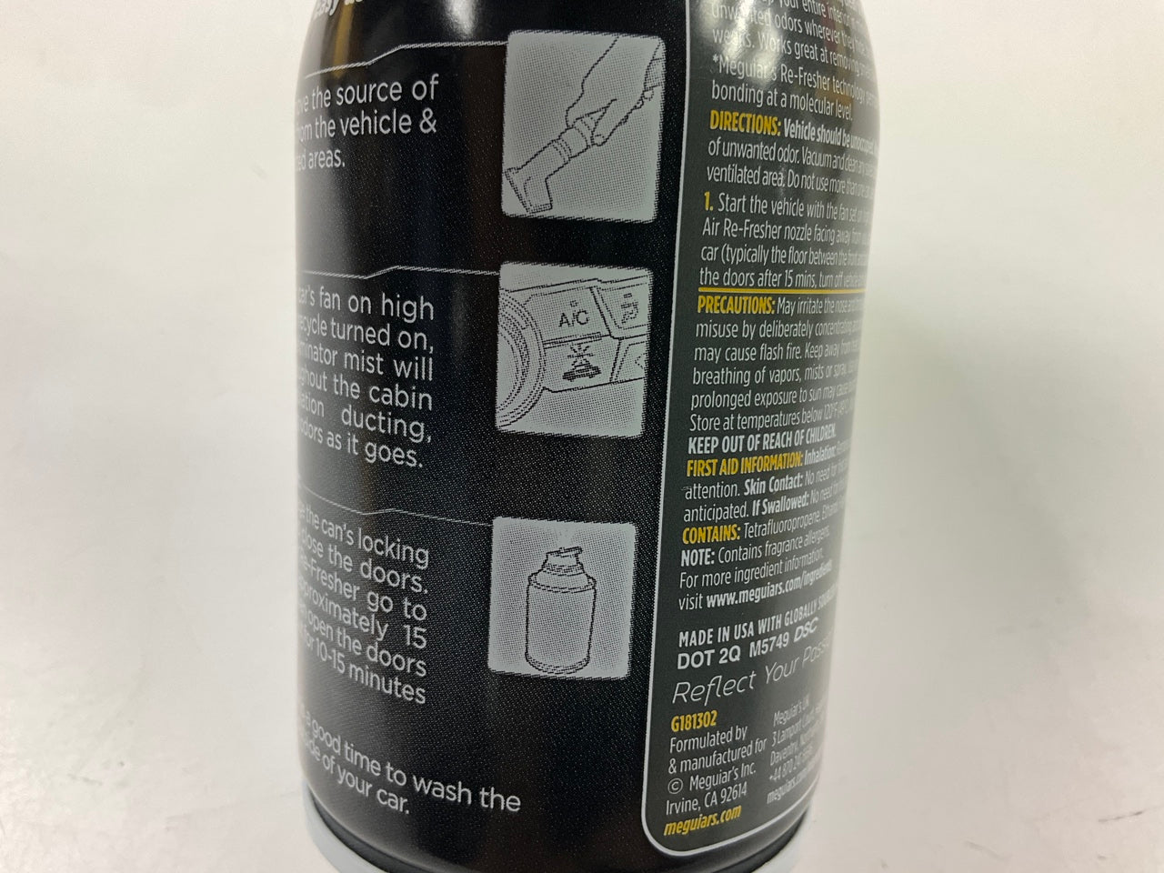 Meguiars G181302 Whole Car Air Re-Fresher Odor Eliminator Mist, Black Chrome