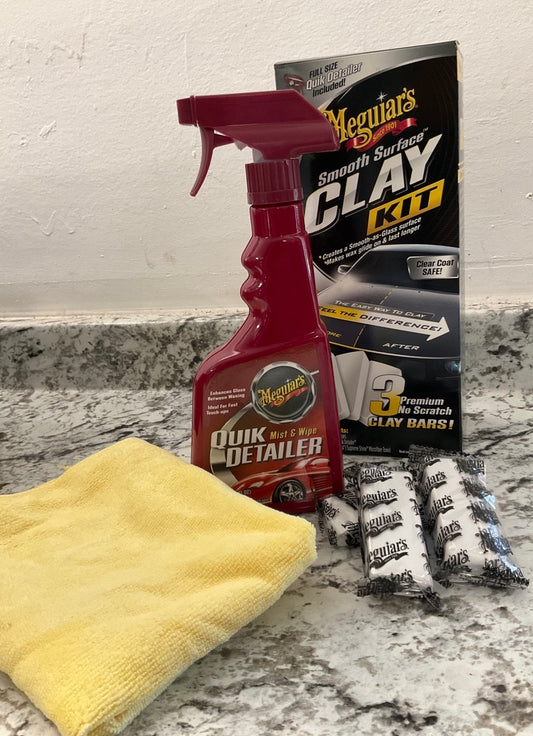 Meguiar's G191700 SMOOTH SURFACE CLAY KIT 3 Clay Bars Quick Detailer Microfiber