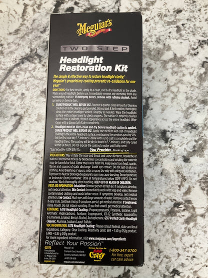 Meguiars G2970 Two Step Headlight Head Lamps Restoration Kit