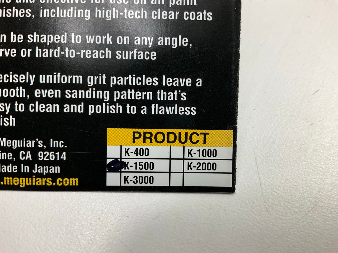 Meguiar's K1500  1,500 Grit Mirror Glaze Professional Unigrit Sanding Block