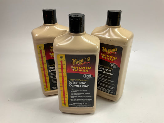 (3) Meguiars M10532 Mirror Glaze Ultra Cut Compound For Car/Auto Detailing, 32oz