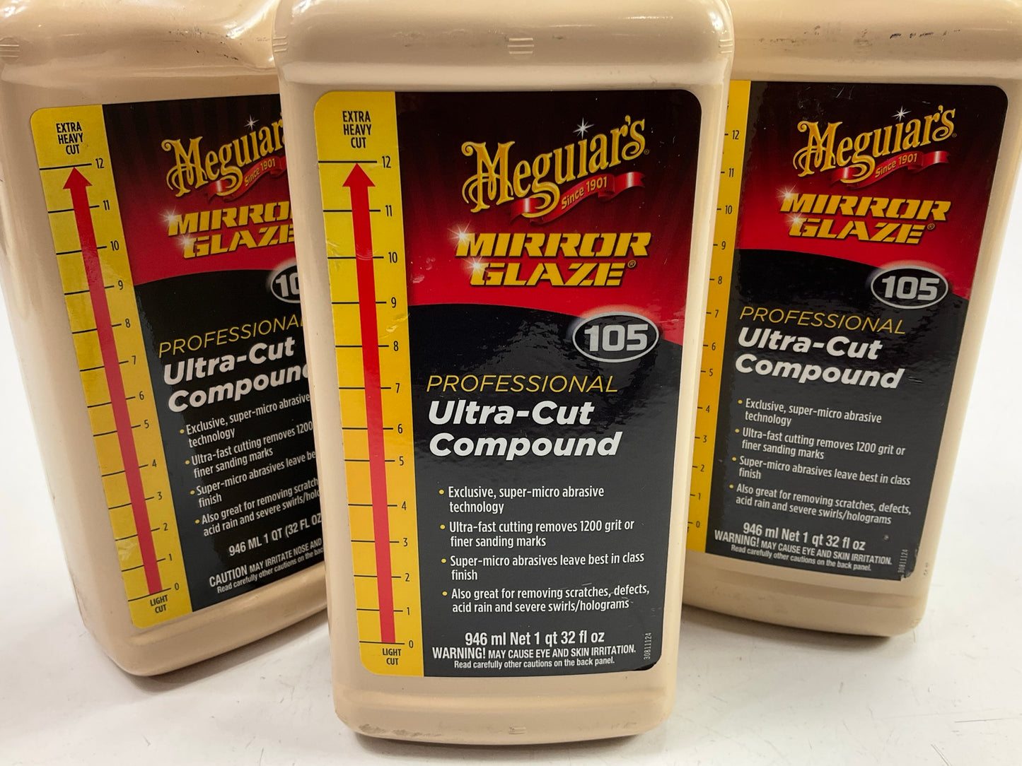 (3) Meguiars M10532 Mirror Glaze Ultra Cut Compound For Car/Auto Detailing, 32oz