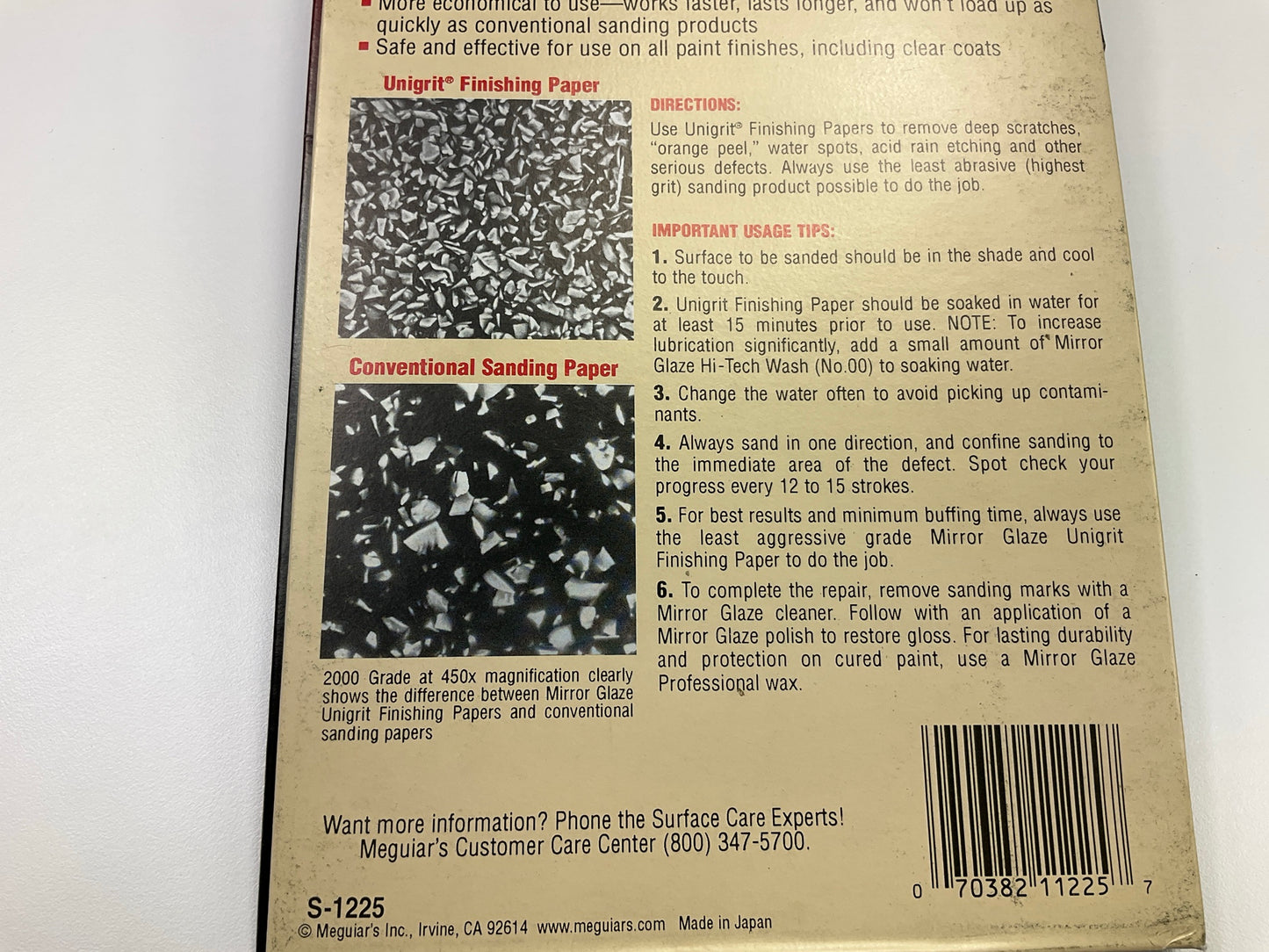 5 Packs - Meguiars S1225 Unigrit 1,200 Grit Finishing Sandpaper 9''x5.5''