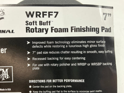 (2) Meguiars WRFF7 Soft Buff Rotary Foam Finishing Buffing Pad 7''
