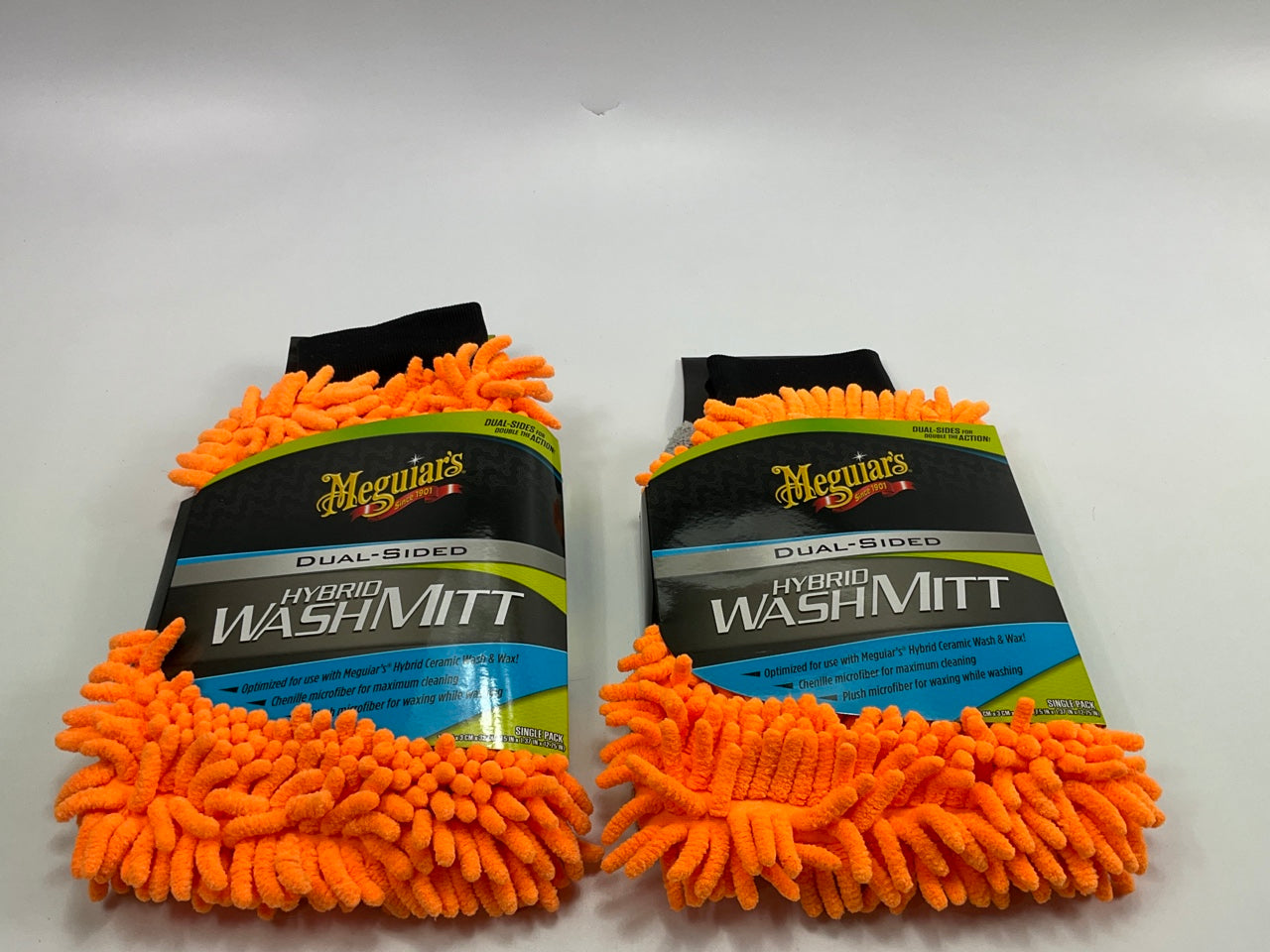 (2) Meguiars X210200 Hybrid Wash Microfiber Mitt Cloth- Dual Sided
