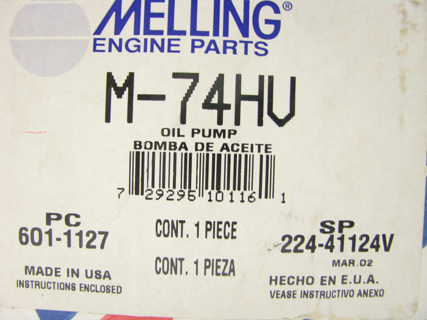 Melling M-74HV Engine Oil Pump HIGH VOLUME For 1965-1996 Ford  240 300-L6