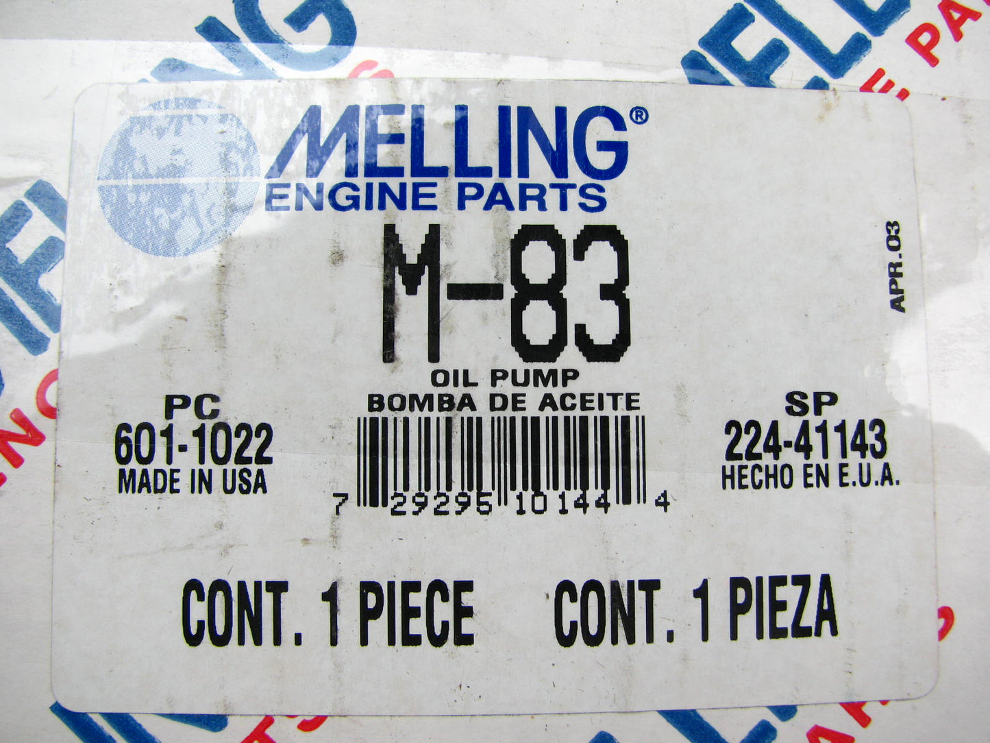 Melling M-83 Engine Oil Pump 1969-1997 Ford 5.8L 351W Windsor (Standard Volume)