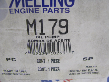 Melling M179 Engine Oil Pump For 1991-2004 Ford Mercury 1.9L 2.0L-L4