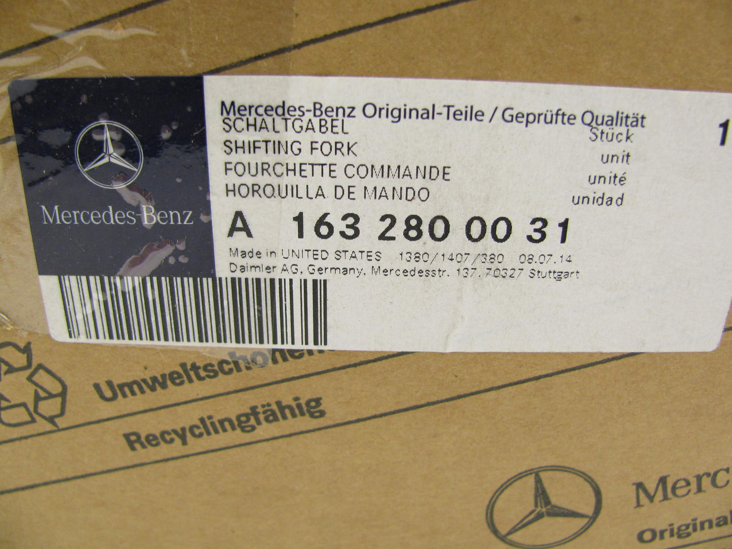 NEW GENUINE OEM Mercedes ML W163 Shift Fork # A-163-280-00-31