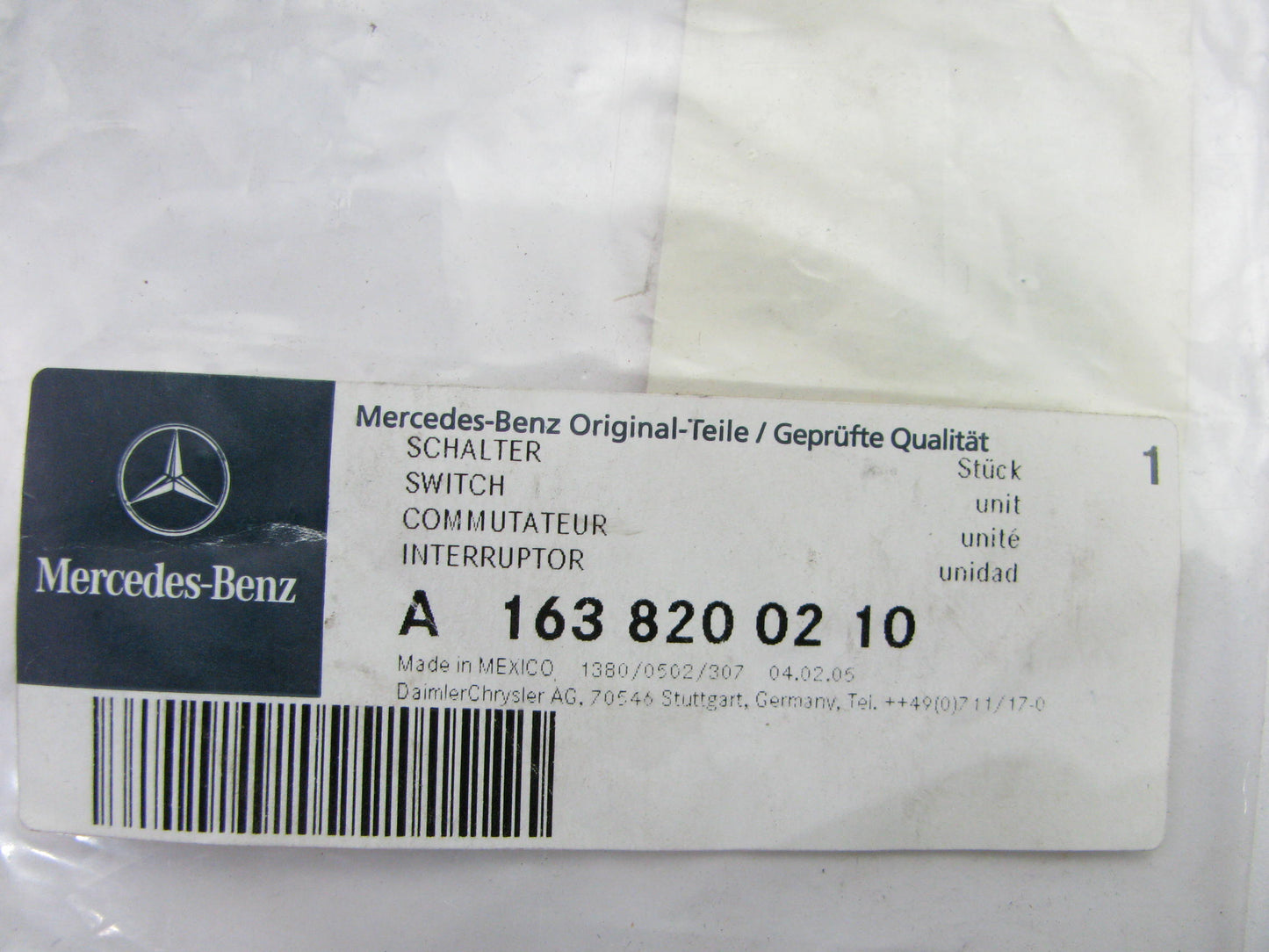 NEW GENUINE OEM Mercedes-Benz A1638200210 Heated Seat Switch W163 ML320 ML430