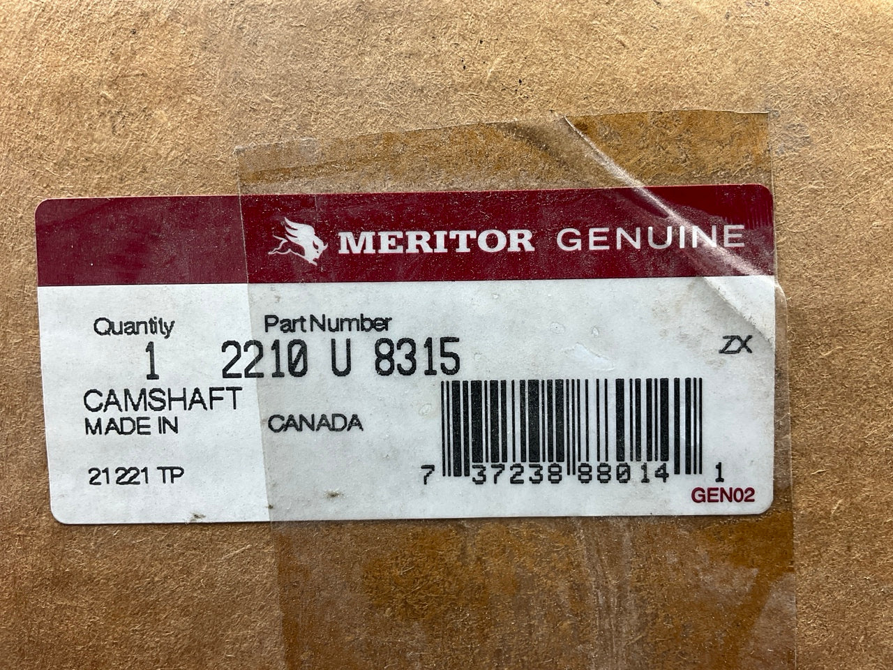 Meritor 2210U8315 Right Rh Air Brake Camshaft, 1.50'' X 28 Spline For LX/MX 500