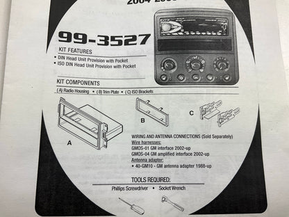 Metra 99-3527 Single DIN Radio Stereo Dash Installation Kit - 04-08 Grand Prix