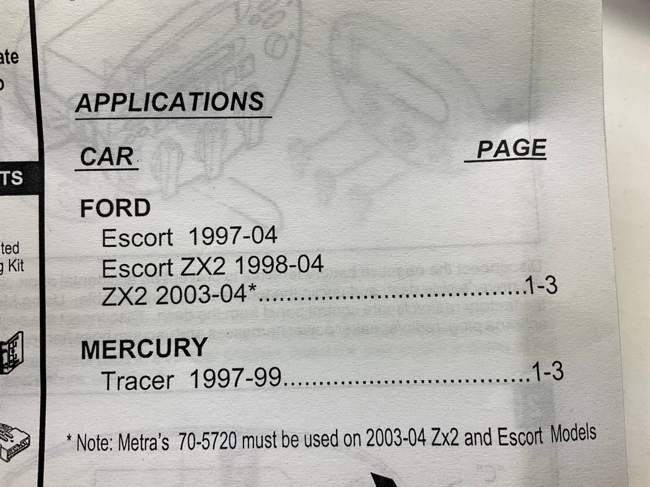 Metra 99-5720 Radio Stereo Dash Installation Kit For 1997-2002 Ford Escort