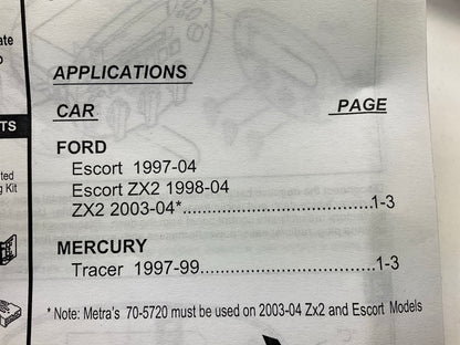 Metra 99-5720 Radio Stereo Dash Installation Kit For 1997-2002 Ford Escort