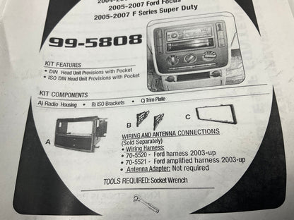 Metra 99-5808 Single DIN Radio Stereo Installation Dash Kit - 05-07 F-250 F-350