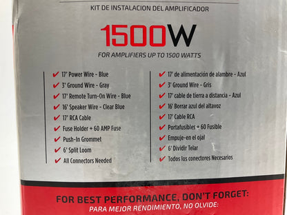 Metra AAPAK150 1500W AMP Kit Installation Hardware 4 Gauge Blue+Gray