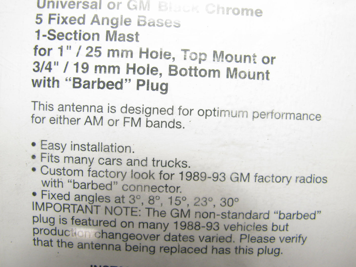 Metra AW-GM97B Universal Antenna For Most 1989-1993 GM Trucks And Vans