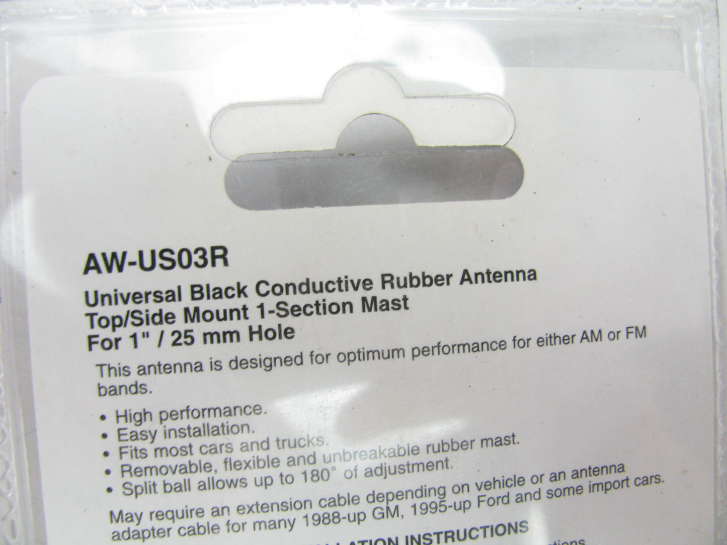 Metra AW-US03R Unversal Black Conductive Rubber Antenna Mast For 1'' Hole