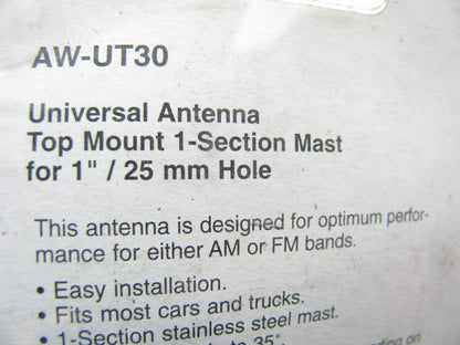 Metra AW-UT30 Universal 1-Section Top Mount Replacement Antenna For AM/FM