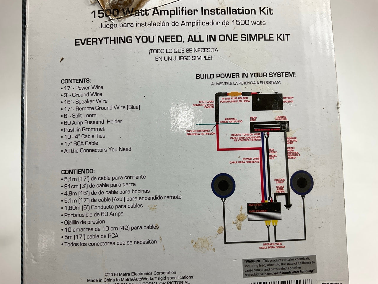 Metra CF-AK150 Amplifier Install Kit - 1500 Watt - W/ 17' Power Wire, Ground