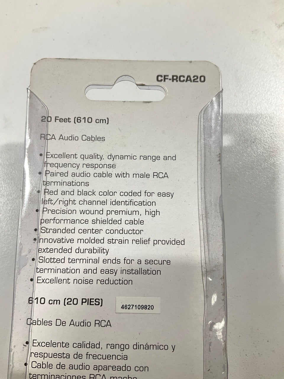 Metra CF-RCA20 20 Feet Male To Male RCA Radio Car Audio Cable W/ Gold Connectors