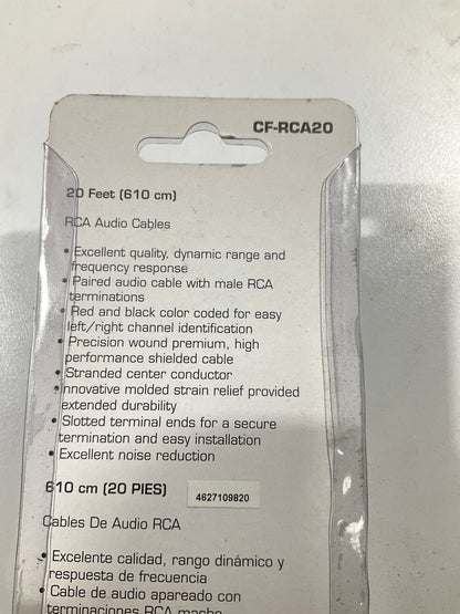 Metra CF-RCA20 20 Feet Male To Male RCA Radio Car Audio Cable W/ Gold Connectors