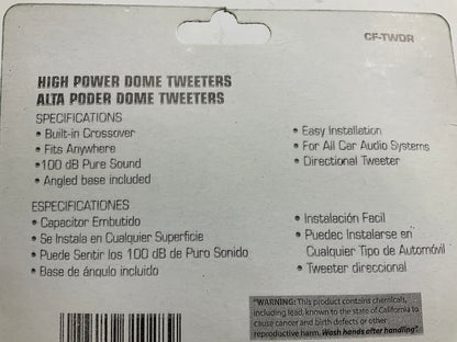 Metra CF-TWDR High Efficiency Dome Tweeter Speakers - 650 Watt (Peak Power)