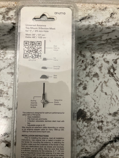 Metra CF-UT10 UNIVERSAL Antenna Top-mount 3-Section Mast For 1'' / 25mm Hole