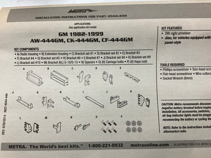 CF444GM Radio Stereo Installation Install Dash Kit Single DIN 87-94 Chevy Blazer