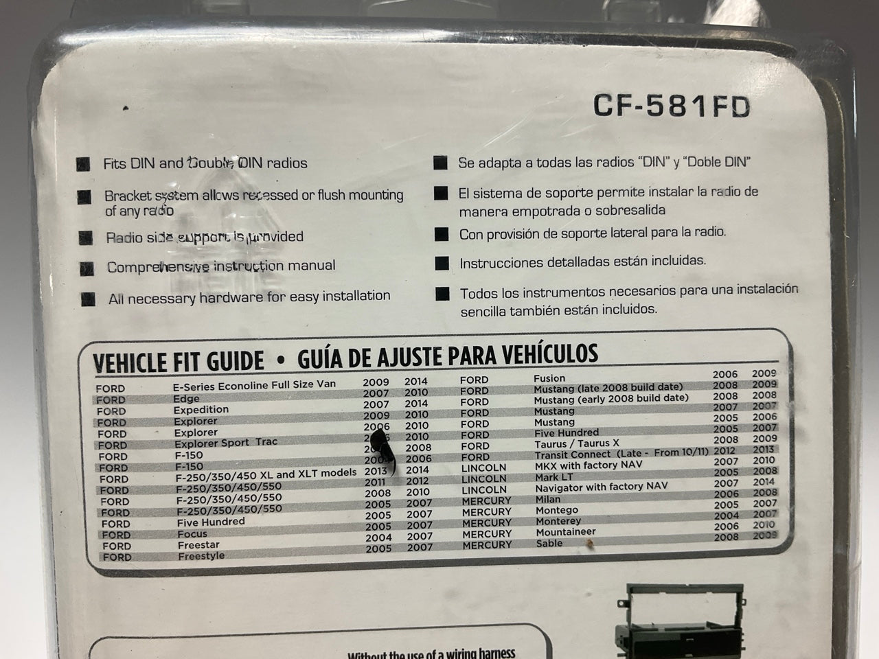 Metra CF581FD Single/Doubl DIN Radio Stereo Install Kit - 2009 Ford E-150 E-250