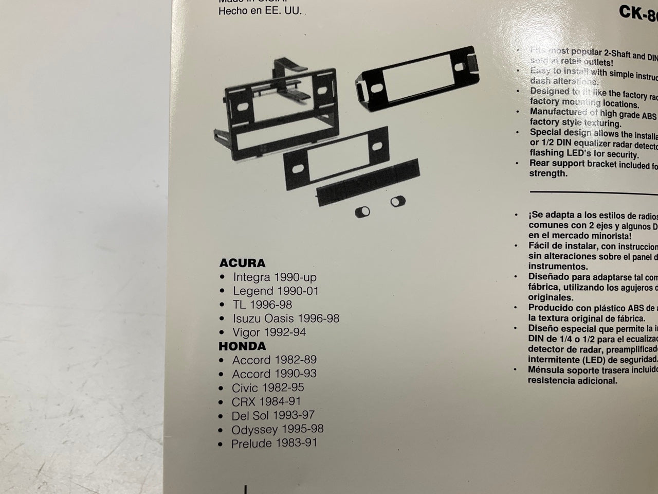 Metra CK-806HD Radio Stereo Installation Kit For Honda / Acura