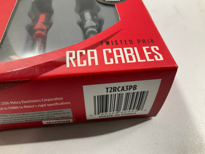 Metra T2RCA3PB 3' Two Channel Premium Stereo RCA Cables, 3 Feet